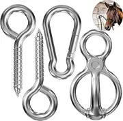 ARISKEY Horse Tie Ring, Cross Ties for Horses, Safety Tie Ring for Horse,Horse Training Equipment with Eye Bolt,Horse Tack and Supplies Heavy Duty Ring Prevent The Horse from Pulling Back