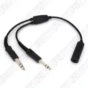 1 x Helicopter Aviation Headphone Adapter Cable For 7.1mm To GA Dual Plug 40cm