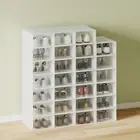 27PCS Shoe Storage Box Large Organiser Cabinet Plastic Stackable Display Case