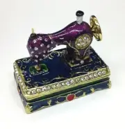 Adorable Mini Sewing Machine Trinket Box Jeweled with Rhinestones