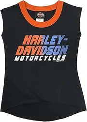 [HARLEY-DAVIDSON] Little Girls' Bold Interlock Aline Sleeveless Tank Top - Black (3T)