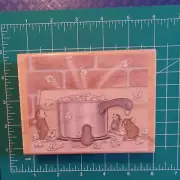 NEW Rubber Wood Mounted Stamp House Mouse Popcorn Time stovetop Poppin party