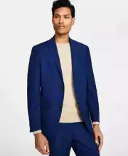 Kenneth Cole Reaction Men's Blue Techni Cole Basketweave Slim Fit Sport Coat 48L