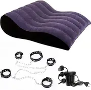 SAHOOSAFETY Sex Sofa Inflatable Multi Function Sex Pillow PVC Flocking Travel Pillow Magic Pillow for Couples with Air Pump Bondage Suit for Men and Women