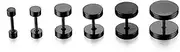 [Poetic Dove] 6pcs Flat Round Barbell Plug Stud Earrings 316 Surgical Stainless Steel 3mm-12mm Mens Women Unisex