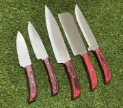 Hand forged Knife J2 Steel Sharp Professional Kitchen 5PC Cutlery Chef Knife Set