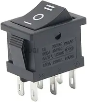 MGTCAR 1PCS KCD1 Mini Red/Black Switch 6 pin On/Off/On Rocker Switch AC 6A/250V10A/125V(6pin On-Off-On Black)