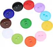 100Pcs 15Mm Mixed Color round 2 Holes Resin Buttons Craft Buttons for Sewing Scr