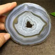 1 Pc Natural Beauty Striped agate Tablet Geode agate stone Quartz crystal 3.7"