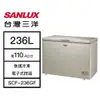 【結帳再x折】【含標準安裝】【SANLUX 台灣三洋】236L 上掀式 風扇無霜冷凍櫃 金色 SCF-236GF (W1K4)