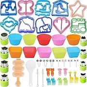 52Pcs Sandwich Cutter for Kids,Sandwich Cutters Set,Bento Box Accessories Includes Sandwich Bread Cutters,Fruit Cutter,Animal Food Picks,Rice Ball Maker,Great for Lunch Box for Boys and Girls