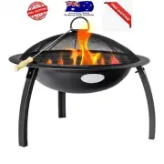 22" Portable Outdoor Fire Pit BBQ Grill Camping Garden Patio Heater Fireplace