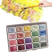 Watercolor Painting Set, 2025 New Shifting 20 Colors Watercolor Painting Set, Shimmer Metallic Watercolor Paints Set, Portable Pearlescent Solid Watercolor Paint Travel Art Kit (Light Colour)