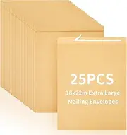 Motipuns 25 Pcs 18 x 22 Inches Jumbo Kraft Envelopes Large Peel Catalog Mailing Envelopes for Mailing Storing Organizing Personal Oversized Mail Business Documents