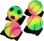 4Pcs Sports Wrist Return Balls Elastic Rebound Balls with Convenient Wrist Strap for and Fun Play for Indoor and Outdoor Activities