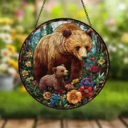 Mama Bear Stained Glass Suncatcher, Bear Family Suncatcher, Gift For Mom