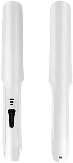 2 in 1 Hair Straightener and Curler With Plus 3D Ceramic Flating Panel Makes Hair Smooth Brilliance, Wireless Usb Chargable Digital Control For Women Curly Long Short Thick Fine Wavy Hair (White)