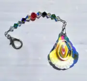 Crystal faceted prism 63 AB suncatcher with clasp chakra swarovski beads