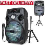 Portable Bluetooth Speaker 8 Inch SubWoofer Heavy Bass Party Sound System W/ Mic