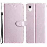 Wallet Case for iPhone XR 6.1 inch Silk Texture PU Leather Phone Stand Cover with Wrist Strap