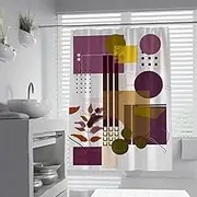 Purple Abstract Shower Curtain Geometric Modern Bathroom Curtains for Bathtub Decor Waterproof Fabric Machine Washable with Hooks 180 x 220 cm