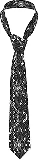 [YANYU] Black White Snake Skin Pattern Print Men Necktie Classic And Stylish Ties For Business Weddings And Special Occasions, Black
