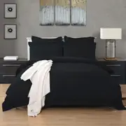 Tailored Super Soft Queen Size Quilt/Doona/Duvet Cover Set - Black