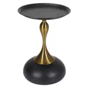 Oikiture Coffee Side End Table Bedside Round Black