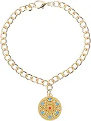 Yardwe Pet Metal Lock Pendant Pet Jewelry Necklace Lucky Charms Pet Collar Puppy Luck Pet Necklace Longevity Lock Pendant Charm Vintage Style Necklace Pet Accessories Golden