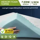 Memory Foam Mattress Topper 7-Zone Cool Gel BAMBOO FABRIC COVER Bed 5/8cm Thick
