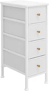 AHRODY Narrow Dresser with 4 Drawers, Slim Drawer Storage Tower for Small Spaces, Slim Fabric Dresser for Bedroom/Living Room/Bathroom (White)