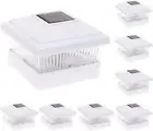 8 White 4x4 5x5 Solar LED Post Light Deck Cap Fence Landscape Lamp PVC Vinyl US
