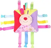 Toddler Travel Toys with 6 Pair Buckles Bee Pattern Educational Toys with Numbers on Back & Built-in Pocket Sounding Toddler Gifts for Fine Motor Basic Skill, Style 1 EduPetional