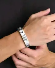 Pulsera Bíblica De Acero Inoxidable Y Silicona Regalo Para Hombres Y Mujeres