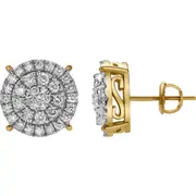 LuvMyJewelry Zephyra 10K Yellow Gold Cluster Diamond Unisex Earrings - 1 Cts at Nordstrom One Size