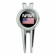 NASA Worm Logo United States Flag Golf Divot Tool Ball Marker