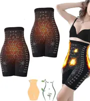 2pcs Far Infrared Negative Oxygen Ion Fat Burning Tummy Control Body Shaper Underwear Black