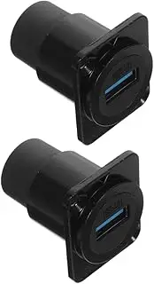 Vaguelly 2pcs Straight Panel Socket Port Surface Mount Waterproof Cable Pass Through Panel Mount Port Flush Mount Bulkhead Connector Accessory Panel Mount Metal Black