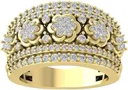 [ARAIYA FINE JEWELRY] 14K Gold Cluster Diamond Half Eternity Band Ring (1 1/4 cttw, I-J Color, I2-I3 Clarity)