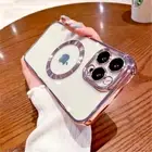 For iPhone 15 14 Pro Max 13 12 11 Magsafe Clear Plating Slim Magnetic Case Cover