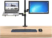 Desk Mount Dual Monitor Stand for LCD/LED PC/TV Screen and Laptop - Adjustable Monitor Arm Stand with Lifting and Swivel (Laptop & Tablet)