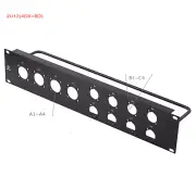 2U Space Rack Panel W/8 Large Speakon CutOuts For NL8, 8 cutouts For D Connector