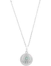 [Georgini] Opal Glow Created Hamsa Medallion in Silver