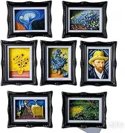 Small Fridge Refrigerator Magnets Picture Frames, Vintage Style Open the Back Cover and Directly Insert For Photos, Paintings, DIY Specimens, Etc. It Can Placed On the Table,Stuck on Fridge (1, black)