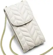 Multifunctional Fashion Diagonal Mobile Phone Bag Mini Mobile Phone Bag Vertical Diamond Chain Bag-Rice White