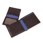 Dents RFID Leather Billfold Wallet w/ Removable Pass Holder - Chocolate/Royal Blue