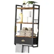 Bathroom Storage Organizer Wall Mounted, 3 Tier Bathroom Towel Rack Shelf A
