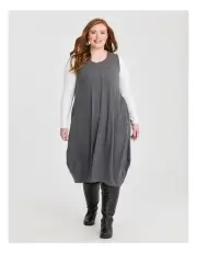 [Taking Shape] Honeycomb Pinafore Dress Grey