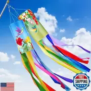2 Pcs 40 Inches Twin Hummingbird Windsock, Decorative Spring Wind Socks Rainb