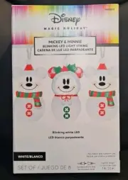 Disney Magic Holiday Blinking Mickey & Minnie Mouse Snowman LED String Lights